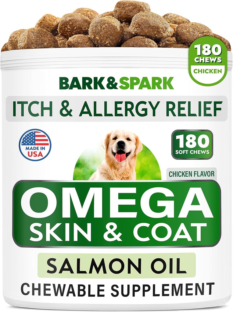 BARK & SPARK Omega 3 untuk Dogs - Obat Oil Ikan 160 untuk Anjing - Skin dan Coat Suplement - EPA & DHA Fatty Acids - Canine Salmon Oil - Anchovy