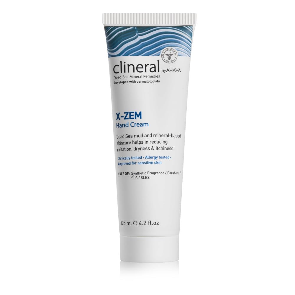 AHAVA Clineral X- Zem Hand Cream - Mengurangi ketidaknyamanan dari dermatitis, perkelahian kemerahan, kekeringan dan gatal, lembut dan kasar patch, dengan Hippophae Oil, Shea Butter & Osmoser, 4.2 Fl.Oz