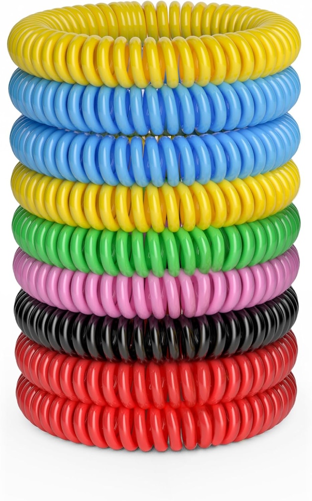 12 Pack Mosquito Bracelets, Mosquito Bands for Dewata and Kid with Individually Wrapped & DEET Free, Natural and Waterproof Wristops Citronella Bracelets for Camping Hiking