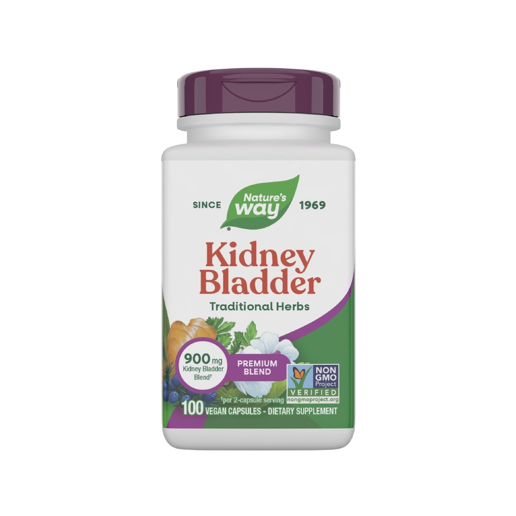 Nature 's Way Kidney Bladder Premium Blend, Tradisional Herbs Suplement, 900 mg per 2- Capsule Serving, Proyek Non-GMO Verifikasi, Vegan, 100 Capsules (Packing May Vary)