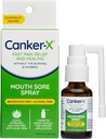 Canker- X Mouth Sore Spray, Oral Pain Relief from Canker Sores, Burns & More, No Burning & Nuaring, Benzocaine- Free & Alcohol- Free Mouth Ulcer Treatment, Targeted Spray Nozzle, 0.51 Fl.