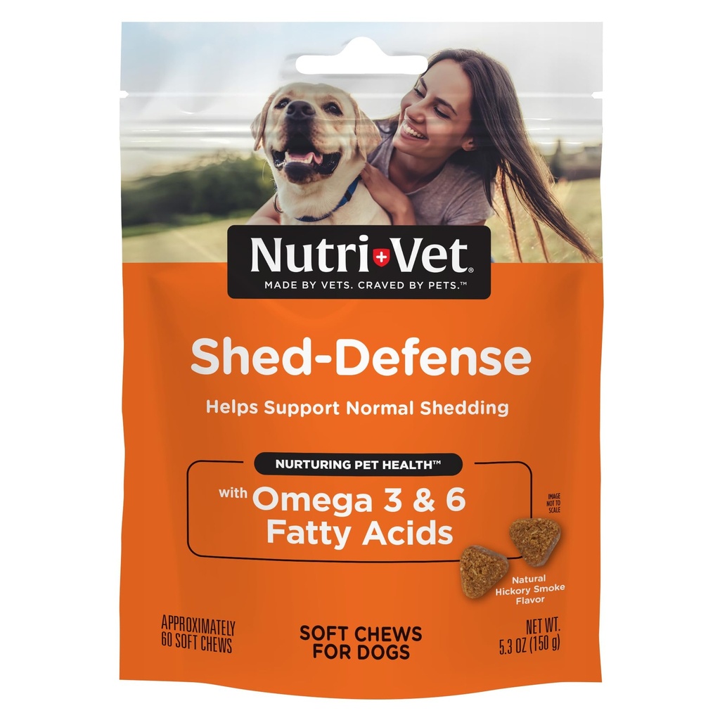 Nate-Vet Shed Defense Soft Chews for Dogs, Skin and Coat Suplement for Dogs, Omega 3 from Fish Oil, Dry & Itchy Skin Relief Treatment, Puppy Essentials, 60 Soft Chews