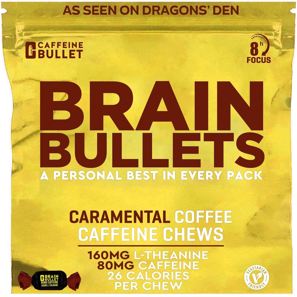 80mg Caffeine & 160mg L- Theanine Focus Enhancing Energy Chews (40 Serestings) - Neurocience Backed Nootropic Stack, Mental Acuity & Cognitive Dukung 124; Caramel Frape Flavor Bullet