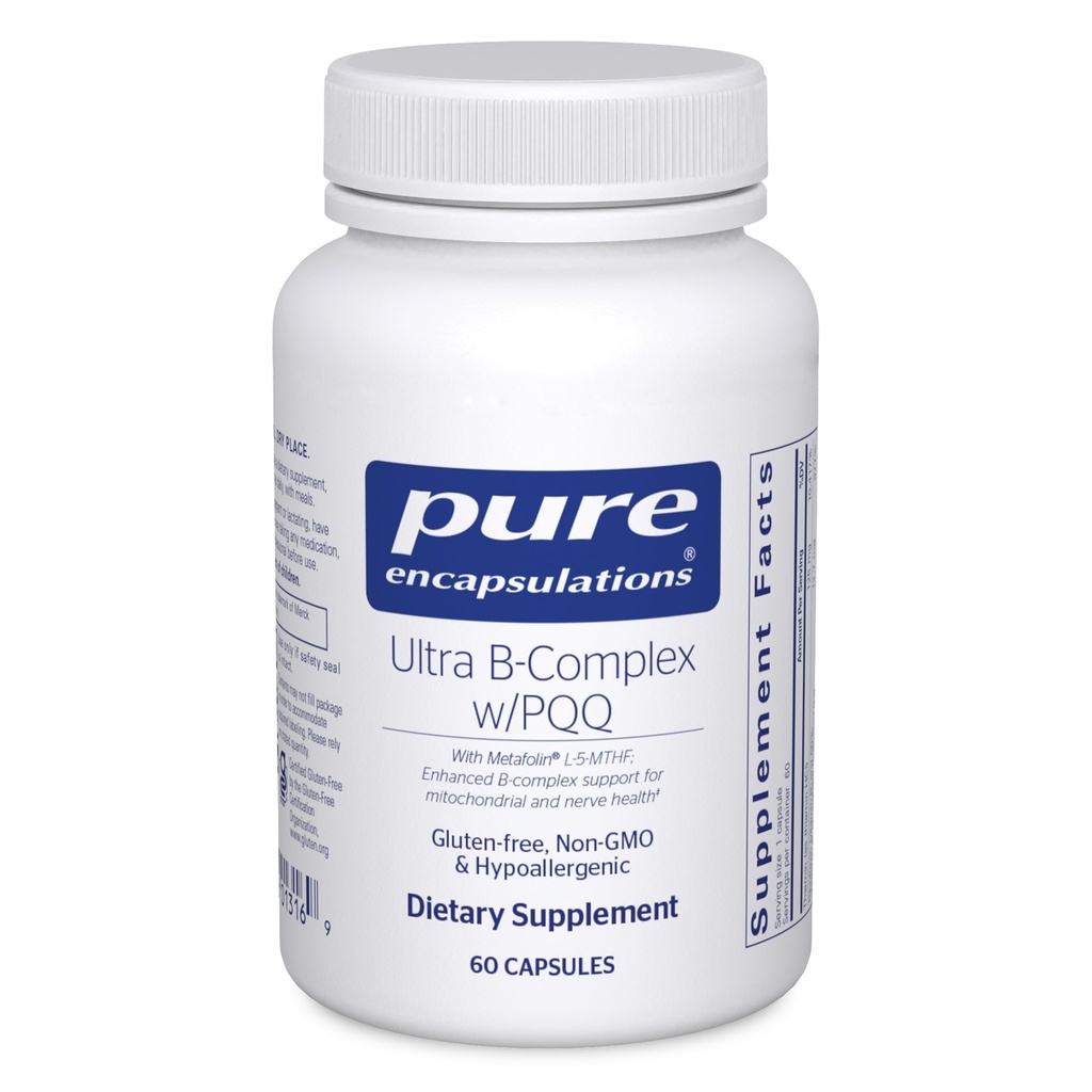 Enkapsul Murni Ultra B- Kompleks dengan PQQ 124; Vitamin B Suplemen untuk Mendukung Nerves, Cells, Methylation, dan Mitokondria Kesehatan *