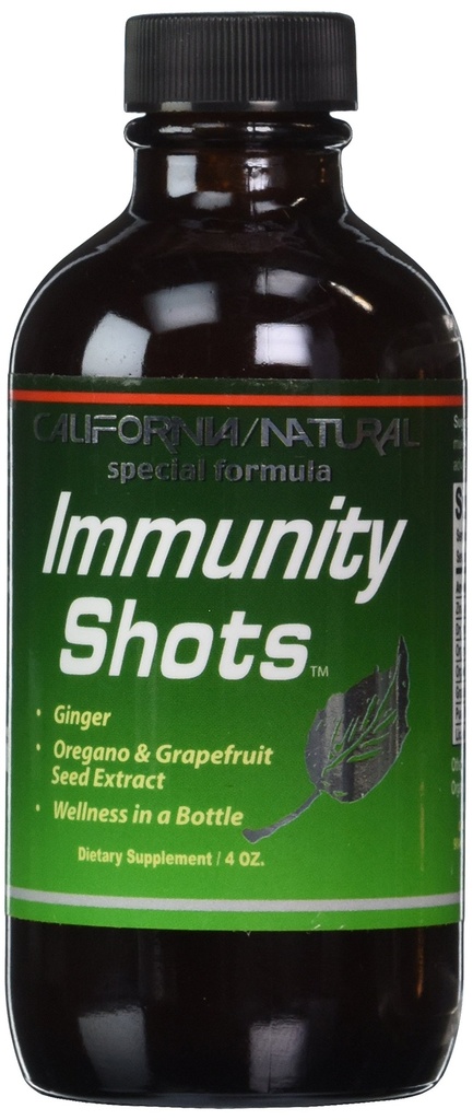 California Natural Immunity Shots 4oz Bottle Zinc, Organic Ginger Root, Oregano Oil - Sistim Booster Termurni - Dukungan Sistem kekebalan (Paket 1)