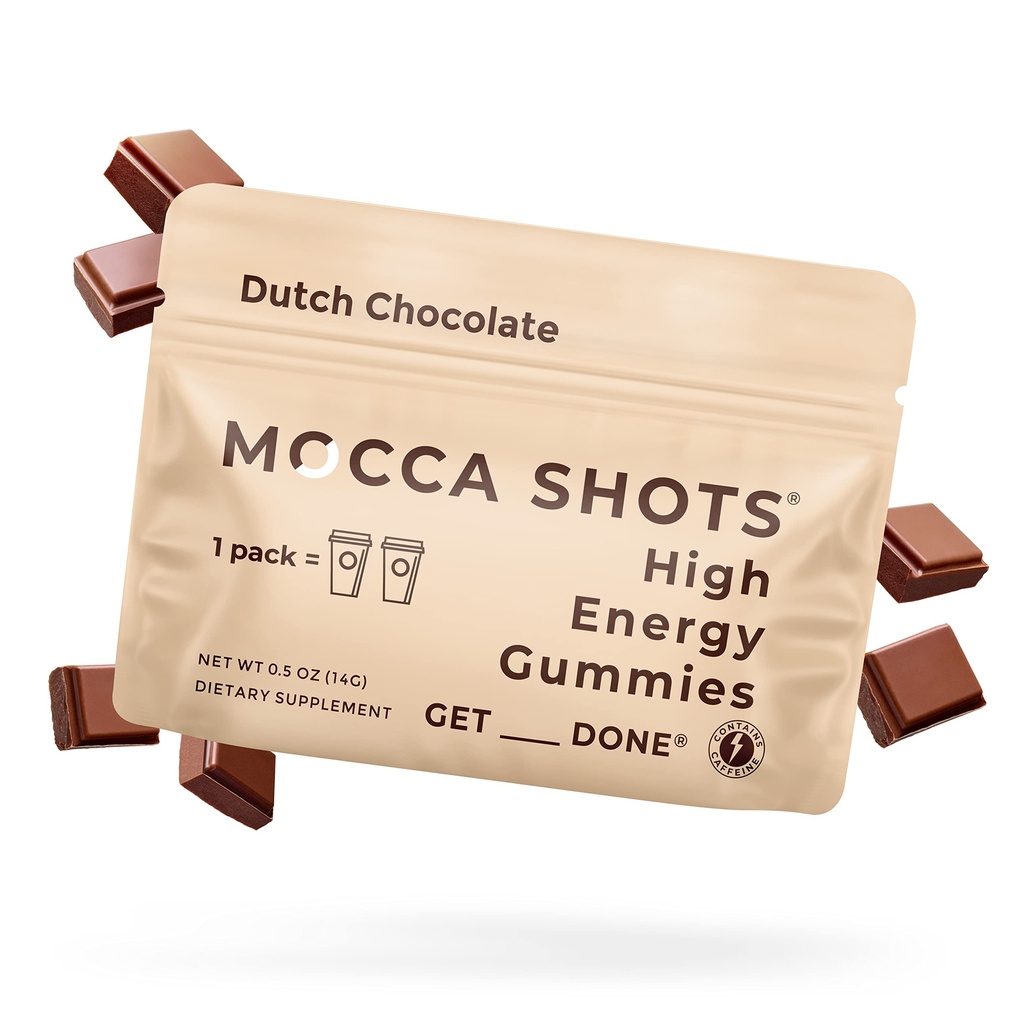 SGC Seattle Gummy Company Caffeine Energy Gummies 12- Pack, Dutch Chocolate Mocca Energy Chews, Nootropic, Vegan, Plant-Based, Gluten Free, 200mg Caffeine