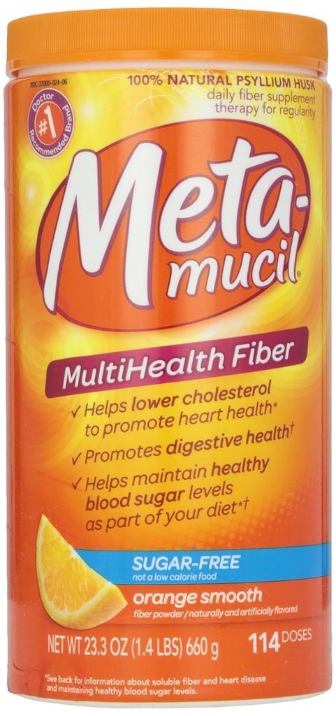 Metamucil, Smooth Texture, Sugar Free, Orange, Powder, 23.4 oz