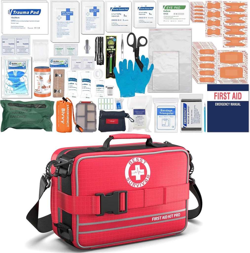 Comprehensive Aid First Aid Kits- Advanced Trauma Kits with Labeled Comments, Large Emergency Medical Kits for Car, Home, Camping and Outdoor Emergency -324Piece Set