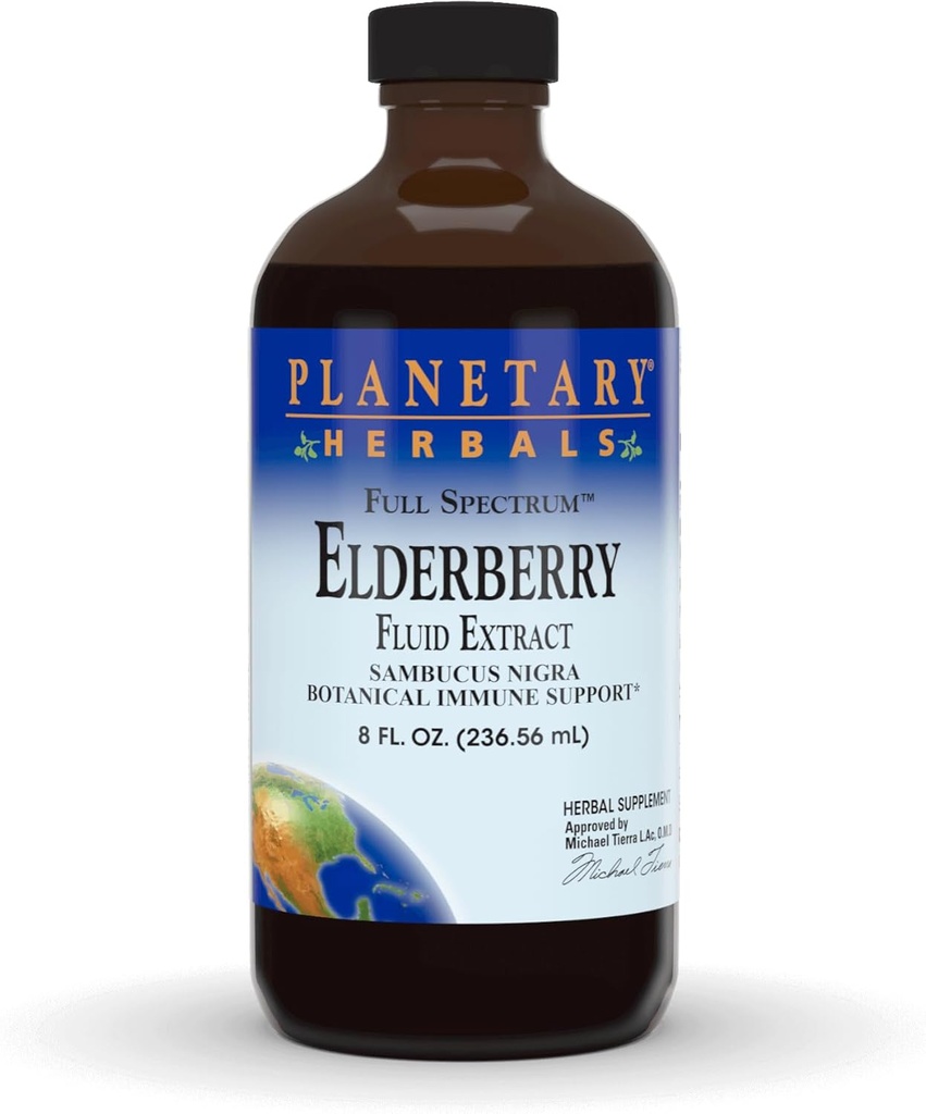 Planetary Herbals Elderberry Fluid Extract, Full Spectrum 5 ml Botanical Ammune Support - 8 Fluid oz