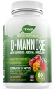 100% D-Mannose Pure Capsules 1000 mg dengan Cranberry, Hibiscus, dan Ekstrak Dandelion, Prevention Profesional UTI Cepat Formula Mula untuk Kesehatan Tract Uriner dan Dukungan Bladder