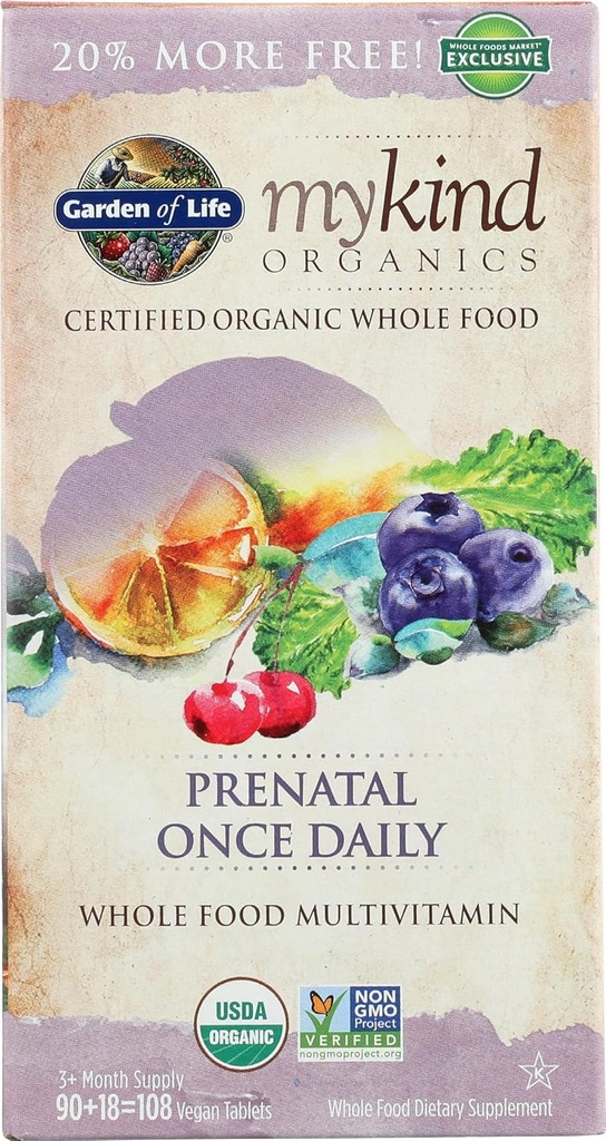 Garden of Life Organic Mykind Prrenatal Once Daily, 108 CT