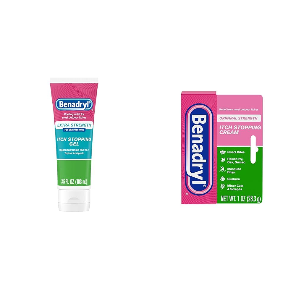 Benadryl Anti- Itch Gel Bundle dengan Poison Ivy Relief, Analgesic untuk Outdoor Itches, 3 Products
