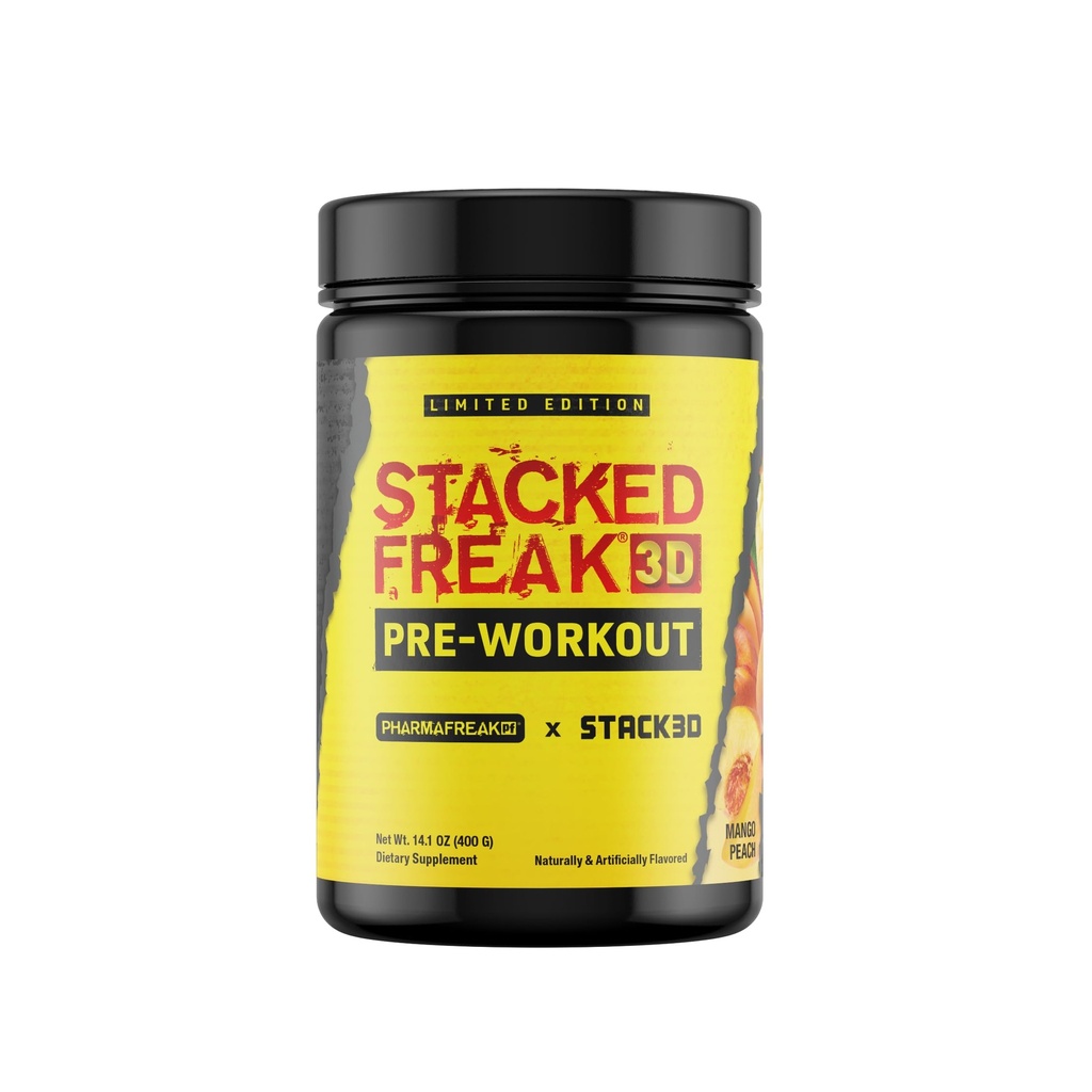Pharmafreak X Stack3D: Stacked Freak 3D Pre-Workout PWO - Edition Terbatas - Mango Peach - 14.1 oz (400 g)