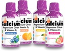 Bluebonnet Nutrition Liquid Calcium Citrate Magnesium Citrate, Vitamin D3, Bone Health - Bundle Orange, Blueberry, Lemon dan Strawberry Flavor, 4 Bottle Oz 16 (64 Fl Oz Total)