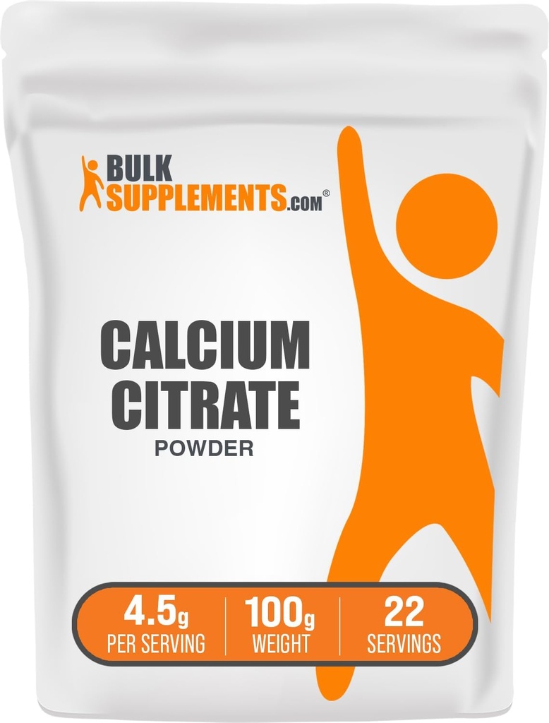 BulkSuplements.com Calcium Citrate Powder - Calcium Suplemen, Bioavable Tinggi - Unflafedeled & Gluten Free, 4.5g per Serving, 100g (3.5 oz) (Paket 1)