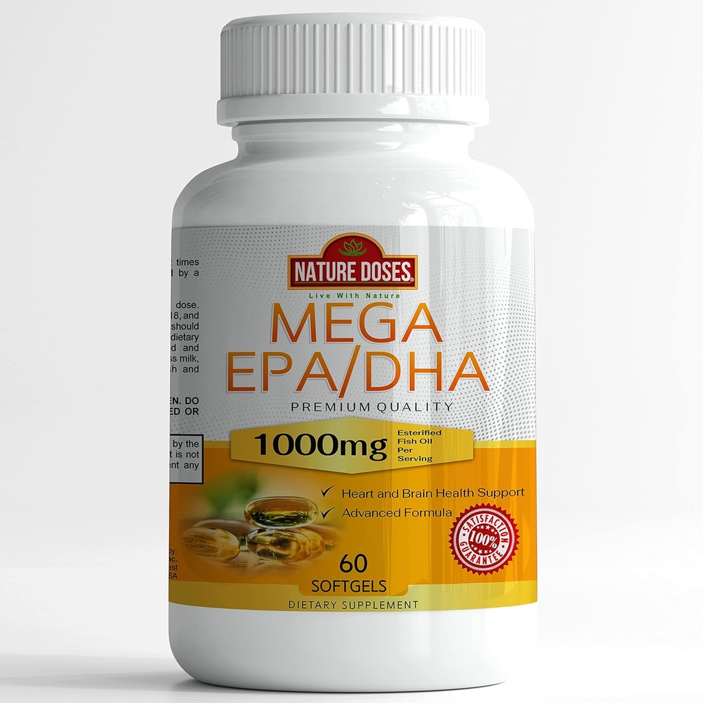 EPA / DHA, Premium Quality 60 softgel, Tambahan Minyak Ikan dengan EPA & DHA - Promoses Heart & Brain Health - Non-GMO - 60 Servis