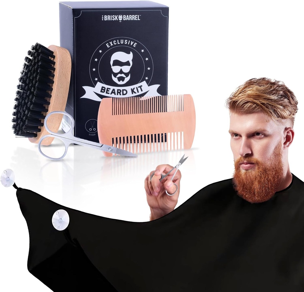 Beard Grooming Kit for Men 4 in 1. Brush Alam dan Dual Action Sisir. Pria 's Grooming. Hadiah untuk Suami,