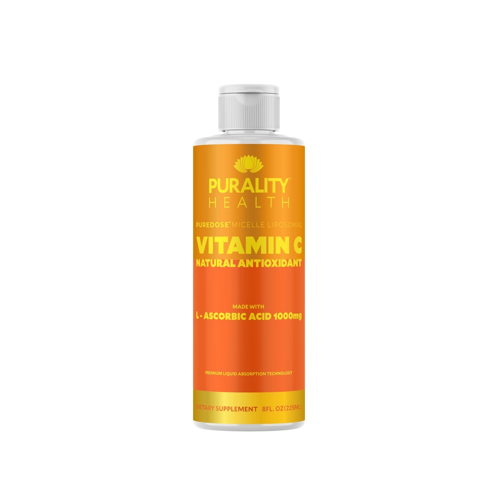 PURALITY HEADTH Vitamin C Liquid Suplement 10000mg per Serving, Micelle Lipomatal Enhanced Absorpsi, Non-GMO, Gluten Free, Vegan, 15 Hari Suppply