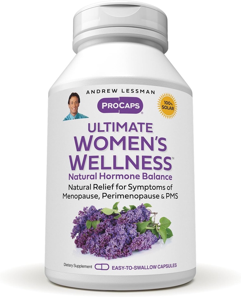 ANDREW LESSMAN Ultimate Women 360 Capsules - Tentu Relieves Menopause Symptoms, PMS, Perimenousase dengan Soy Isoflavones, EGG, Cranberry, Indole- 3-Carbinol. Mudah untuk menelan Kapsul