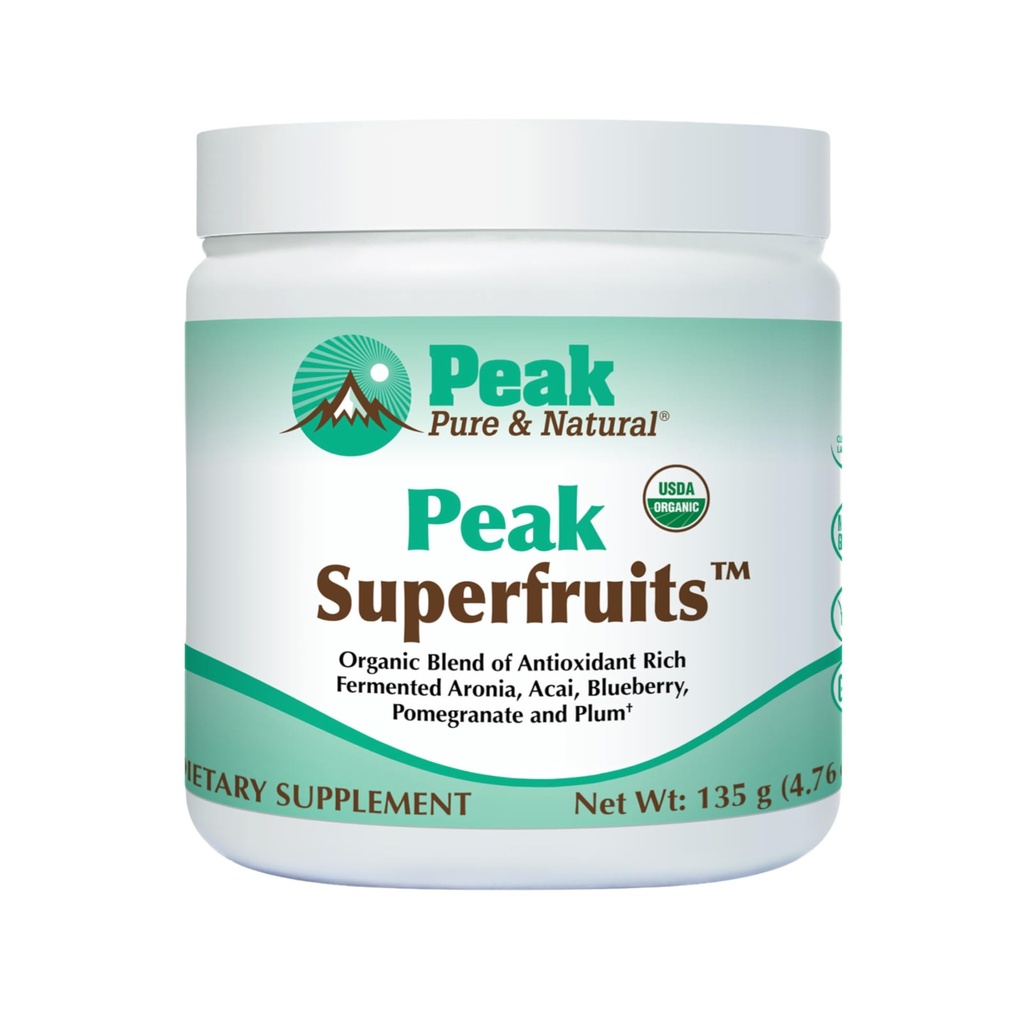 Peak Organik Superfruit - Polyphenol Kaya Superfood Powder - Non- GMO Ferwered Aronia Berry, Acai, Blueberry, Pomegranate, dan Plum - Penuaan, Kesehatan Metabolic, Kesehatan Jantung (30 Pelayan)