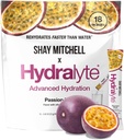 Hydralyte Shay Mitchell Electrolite Powder Pawder Pawder, Rehidtion Sugar Rapid Rendah, Powder Hidration untuk Heat, Travel, Exercise dan Bahelorette Parties (Passion Fruit)
