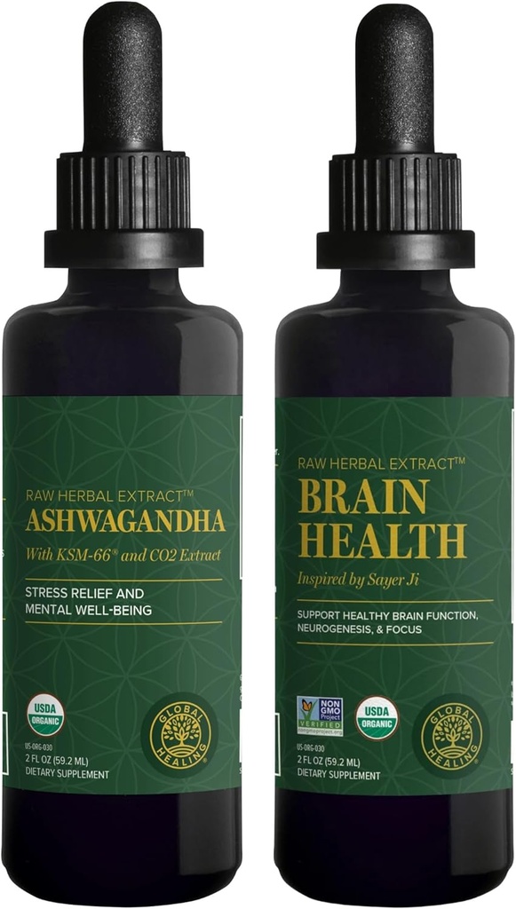 Global Healing Center Ashwagandha & Brain Health Kit - Ashwagandha Complex, Support Mood, Fungsi