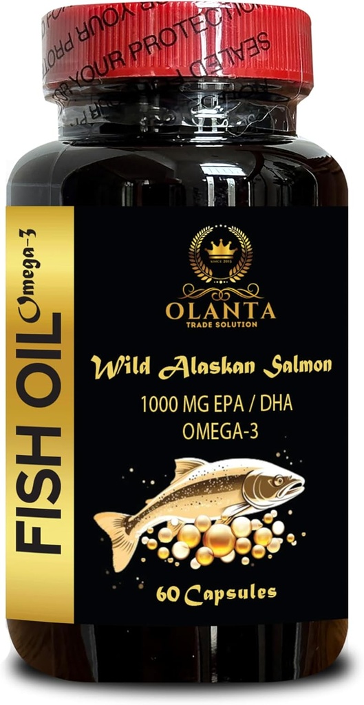 Omega 3 Fish Oil - Sumber Omega 3 Suplemen, Wild- Caught Fish Oil, Organic Omega 3 Fatty Acids tanpa beban 1 Bottle 60 Kapsul