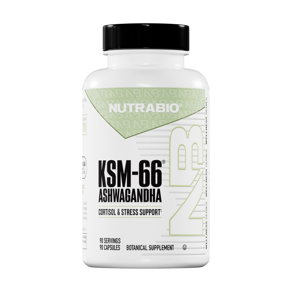 NutraBio Ashwagandha KSM-66 124; Aswaganda Herbal Suplemen untuk Stress, Mood, & Performance 124; 600 MG dari KSM66 Studied 90 Capsules
