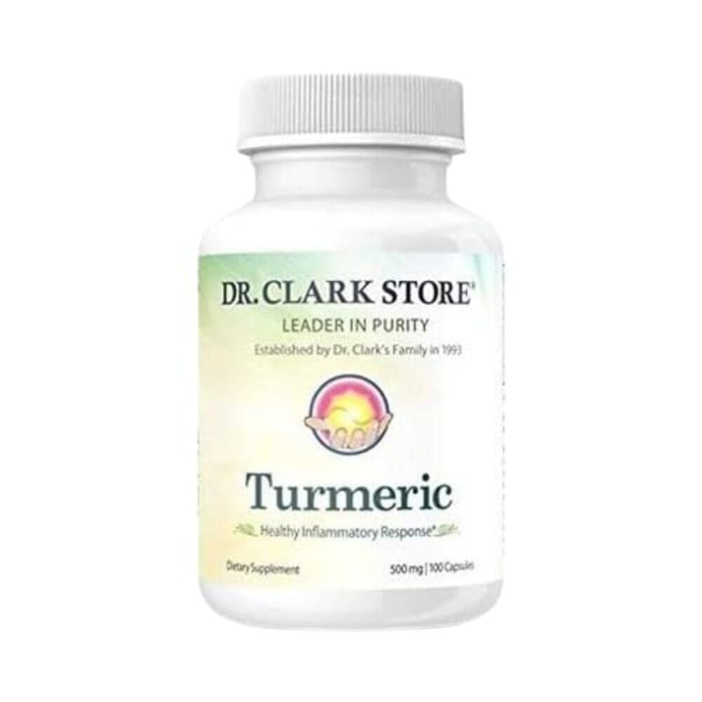 Dr. Clark Store Turmeric Curcumin 500mg - 100 Capsules, Imune Support, Natural Herbal Suplemen, Non-GMO, Vegan, Antioksidant Boost
