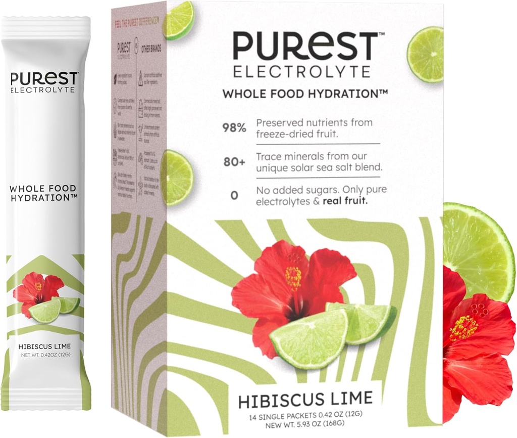 Tahu Brainer Purest Electrolite Hibiscus Powder - Whole Food Hidration - Organic Freeze- Dry Fruits dan Solar Sea Salts untuk Ultimate Electrolite Saldo