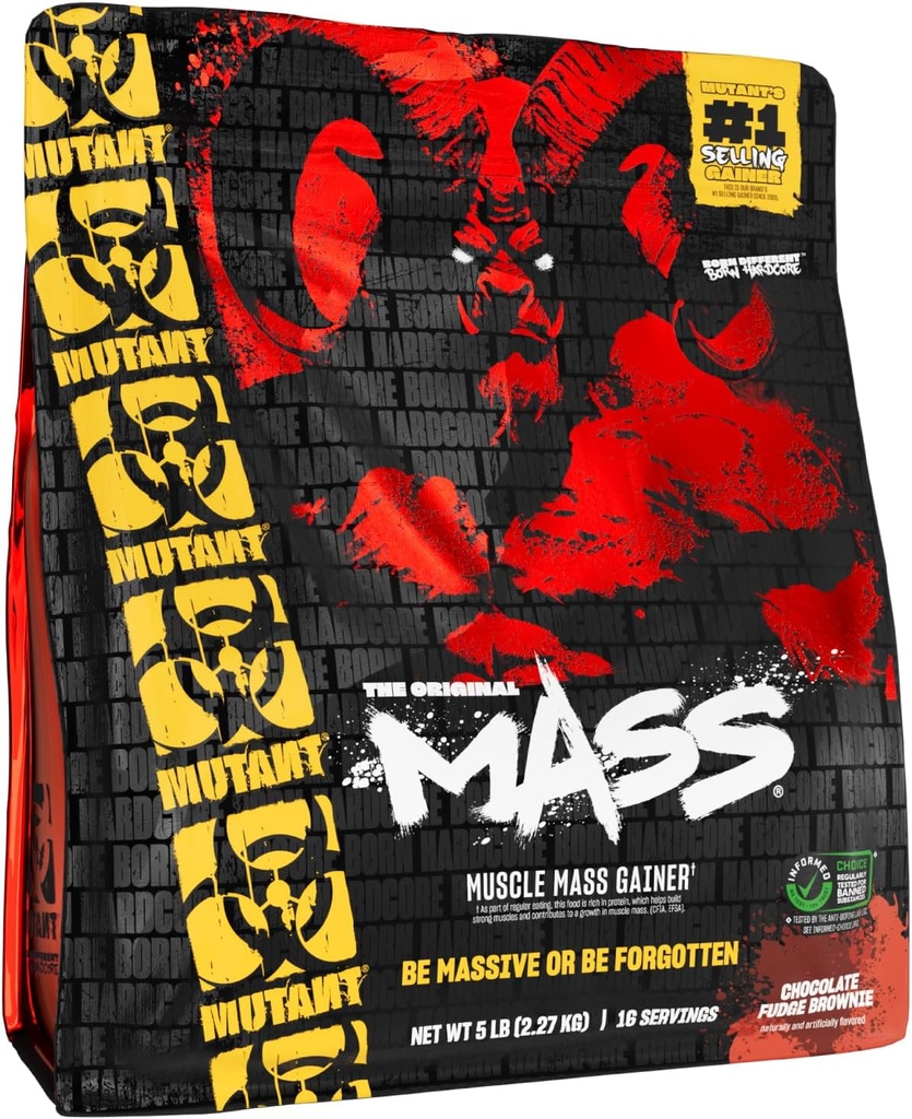 Mutant Mass Wearin Powder - Tinggi Calorie Protein untuk Lean Mass, Muscle Build, & Bulking - 5 Pound - Chocolate Fudge Brownie