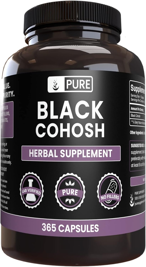Murni Asli lngrediens Black Cohosh (365 Capsules) No Magnesium Atau Kare Fillers, Always Pure, Lab Verified