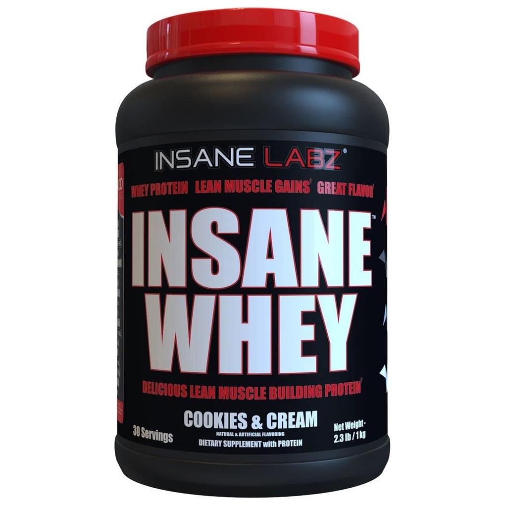 Insane Latz Insane Whey, 100% Muscle Building Whey Protein, BCAA Amino Profile, Mass Gainer, Meal Replacement (Cookies & Cream, 30 Servings)