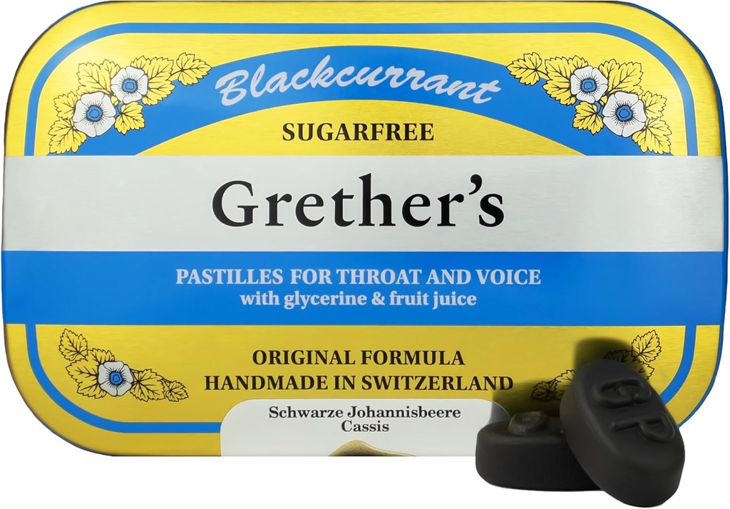 Pastilles Sugarfree Blackcurrant - Relief mulut Natural - Soutthing Throat & Healthy Voice - Gift for Singers - 3.75 oz. 1 Pack