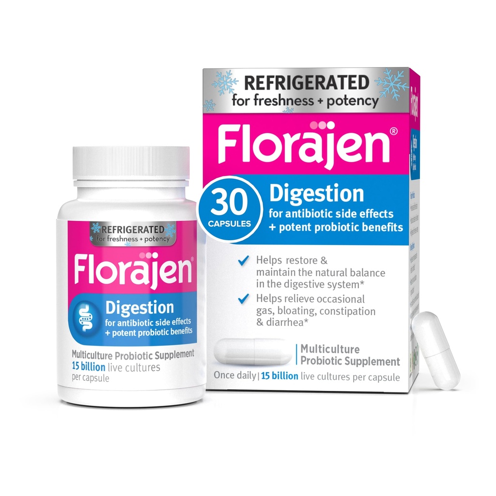 Floragen Ditraffic Progite, Gut Health Supplemen dengan Pelestarian dan Pelecehan Untuk Orang Dewasa, 30 Cacah (Redunated)