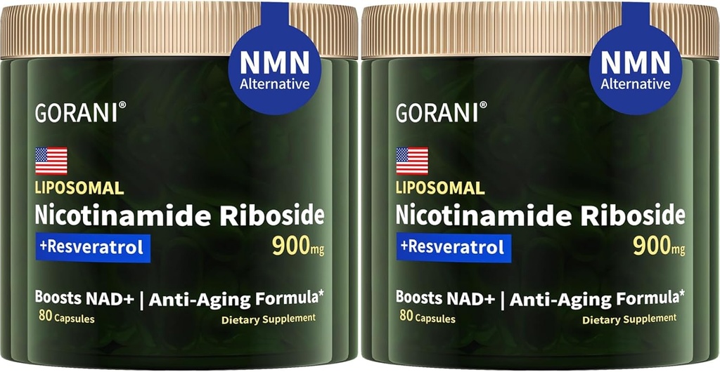 Gorani NAD + Supplemen 900MG, Nicotinamide Riboside, Lipomal Reveratrol, Quercetin (2)