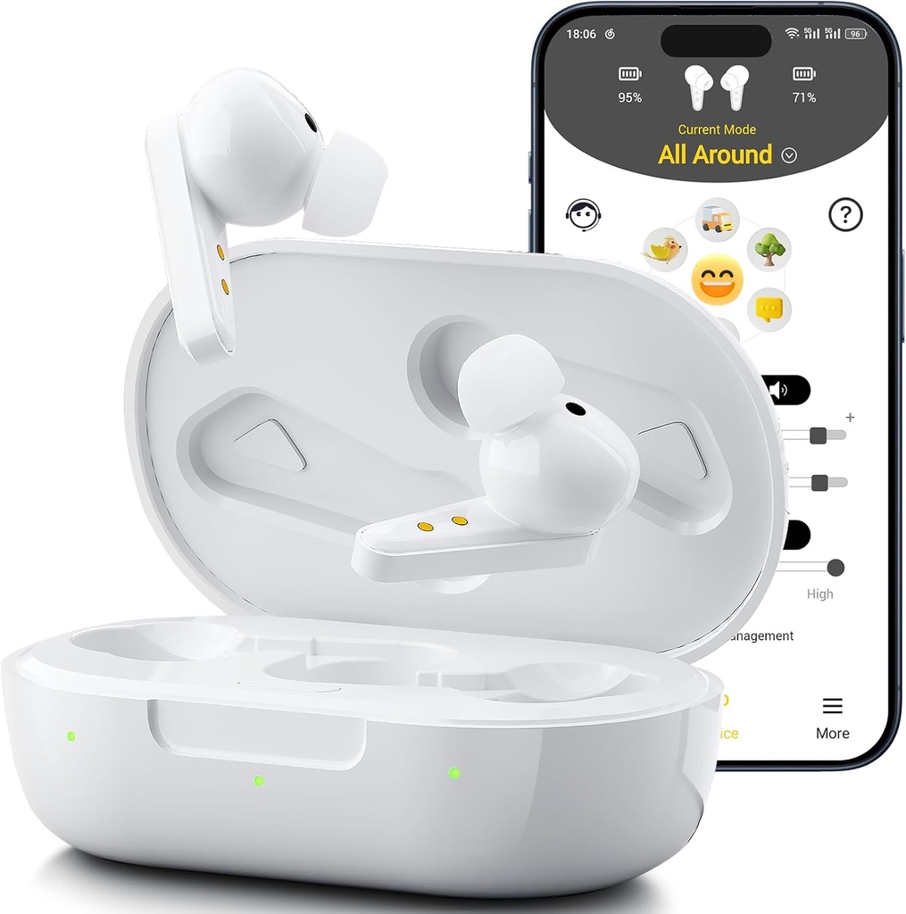 Kingwell OTC Mendengar Aids Rechargable, Bluetooth Hearing Aids for Seniors dengan Smart App Diaktifkan Calls On iOS / Android, Autic Sound Quality, 32 DSP Channel Noise Cancellation