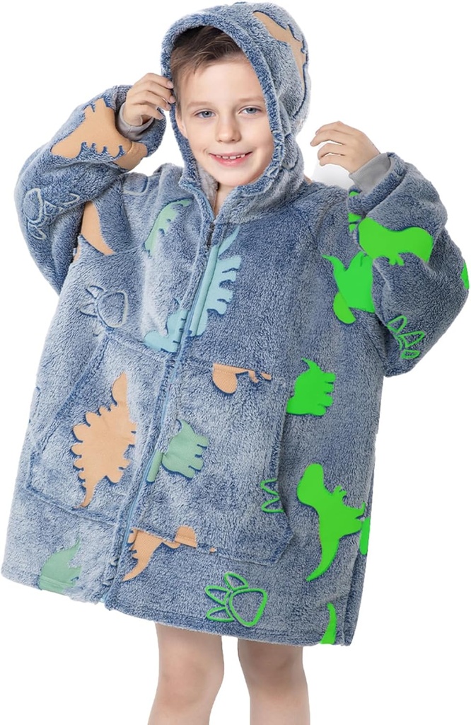 "MeMoreCool Wearable Cutty Blanket Hoodie, Hooded Blanket Kids Comfy Blanket Sweatshirt, Toddler Blanket with Hood"