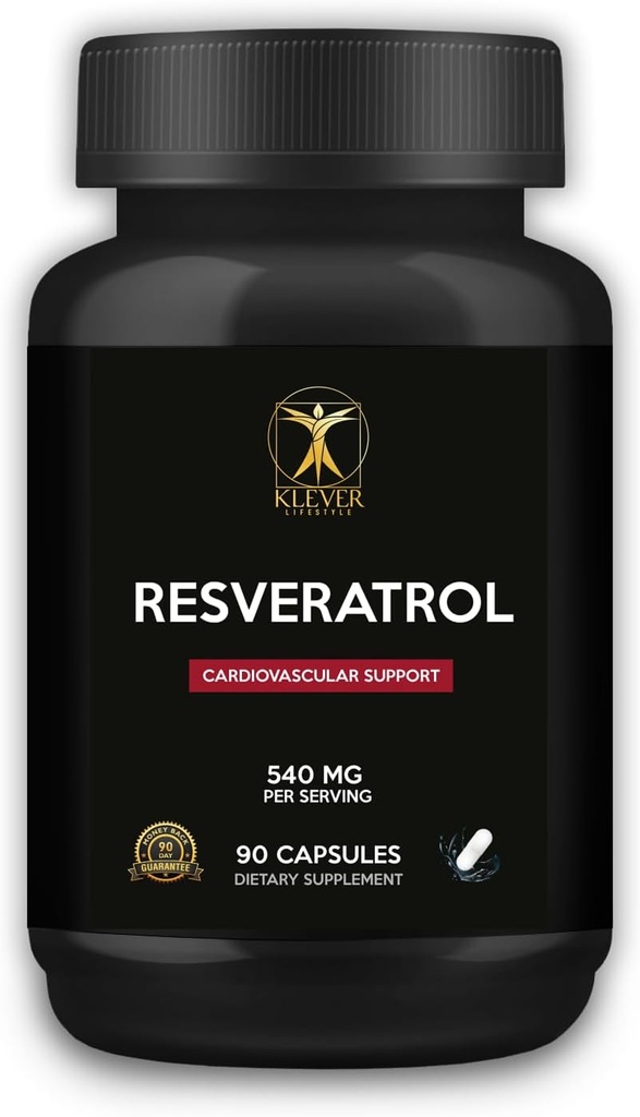 Klever Lifestyle 134; Resveratrol Antioksidant Suplemen 124; Mendukung Fungsi Immune, Umur Panjang, Umur Sehat 124; 90 Capsules 124; 540mg per Serving