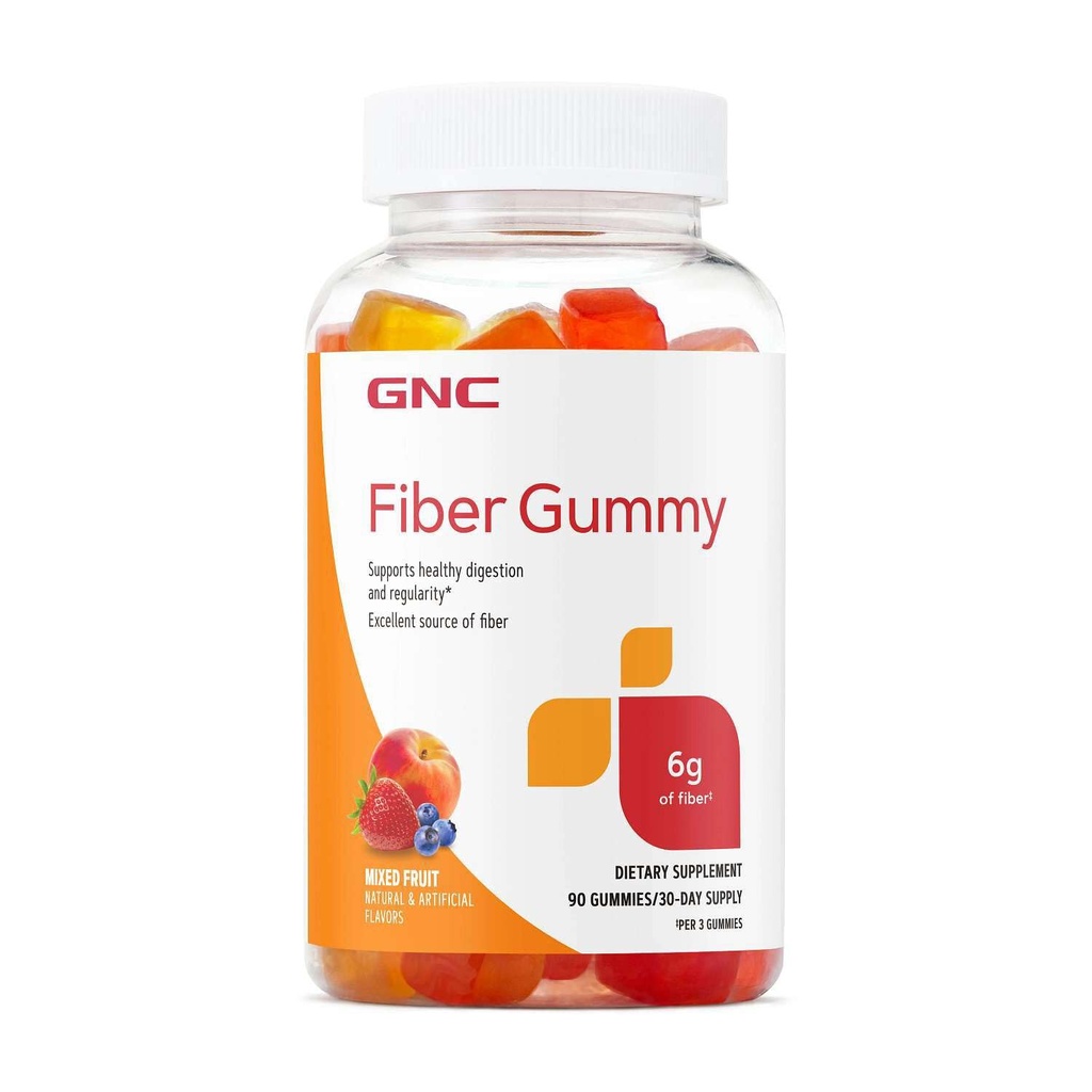 GNC Fiber 6g Gummy, Pasokan Divalry & Regularitas, Campuran Buah, 90 Cacah