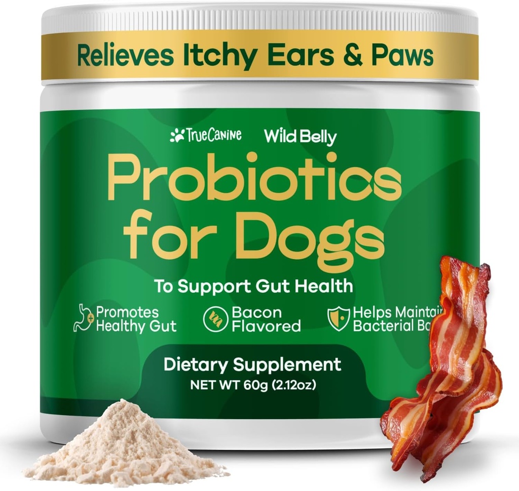 Probilisasi Anjing untuk Kesehatan Digetical - Probiotik Kesehatan Anjing & Allergy Relief - Progories for Dogs - Yeast, Itchy Skin dan Itchy Telinga - Powder Alternative to Pet Chews - TrueCanine Wild Belly