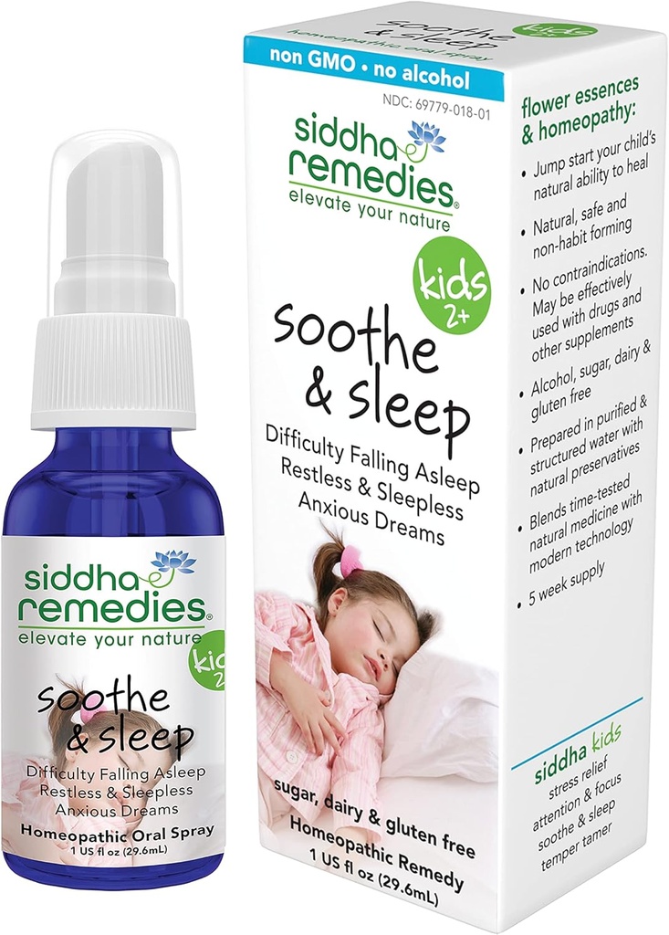 Sidha Remedies Sén & Sleep for Kids 124; Sleep Aid for Kids - Treats Inculty Letting Go, Falling Asleep, Bad Dreams, Ketahanan, Nightness 124; Homepathic Non GMO - Bebas Alkohol, Gula, Gluten