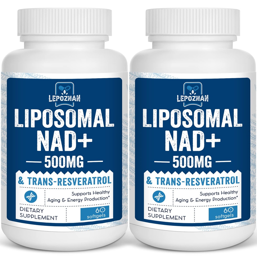Lipomal NAD + 500 mg + Trans- Resveratrol 300 mg, Absorpsi Superior, True NAD Supplication Eefisien Dari NMN, Nicotinamide Riboside untuk Cellular Energy Metabolisme & DNA Repair, Penuaan Sehat, 120 Softgels