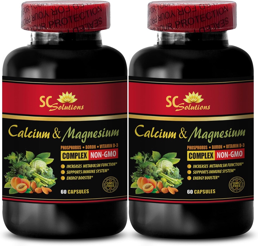 Tambahan Kalsium dan Magnesium untuk Perempuan - Calsium Magnesium Kompleks dengan Vitamin D dan Boron - Muscle Recovery Powder Post Workout, Calcium Magnesium, Boron Organik - 2 Botol 120 Kapsul