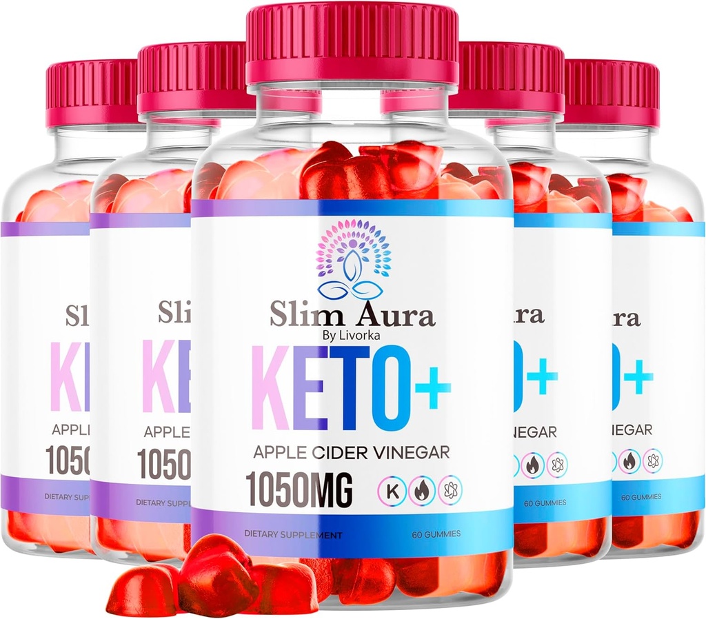 (5 Paket) Slim Aura Keto ACV Gummies - Secara resmi Slim Aura Keto Plus Apple Cider 1050MG Advanced Formula Gummys, All Natural Premium Formula, Slimaura Gomitas Review, 300 Gummies selama 5 Bulan
