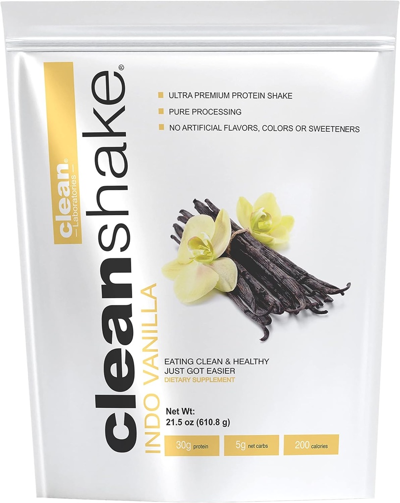 CleanShake Ultra- Premium Protein Shake. Clean Protein Powder Shake dengan 21 Organic Ingrediens, 23 Vitamin and Mineces, Non-GMO dan RGBH- Free Grass Fed Whey Protein. Protein Berbentuk Bersertifikat.