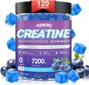 Cretine Monohydrate Gummies for Men & Women 120 CT - 7200mg of Creatine Monohydrate per Serving, Chewable Creatine Monohydrate for Muscle Duction Boost, Sugar Free, Vegan (BlueberryFlavor)
