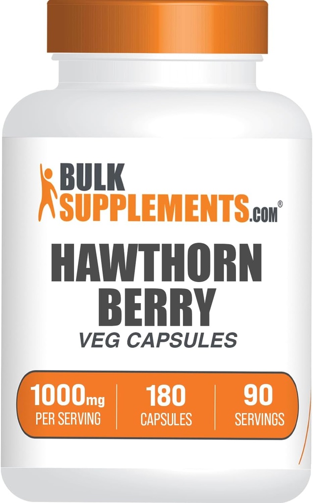 BulkSuplements.com Hawthorn Berry Kapsul - Herbal Suplemen, Hawthorn Berry Extract 10000mg - Gluten Free, 2 Capsules per Serving, 180 Count (Paket 1)