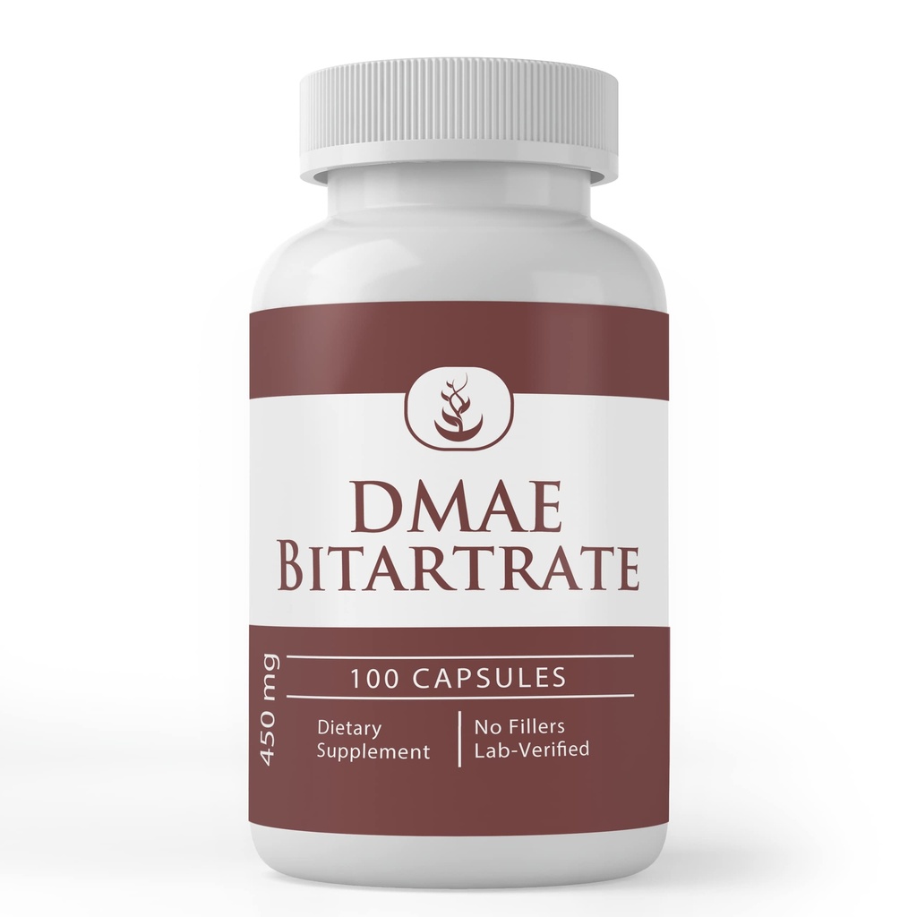Murni Ingrediens Asli DMAE Bitarcrat, (100 Capsules) Selalu Murni, Tidak Ada Addonitives Atau Pengisi, Lab Verified