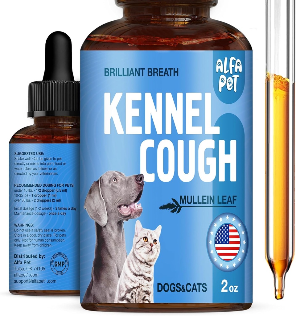 Coogh Treatment Calouds Liquid Cough for Dogs & Cats 'for Breathing For All Life Cycle: Marshmallow Root + Mullein Leaf in in in Composition